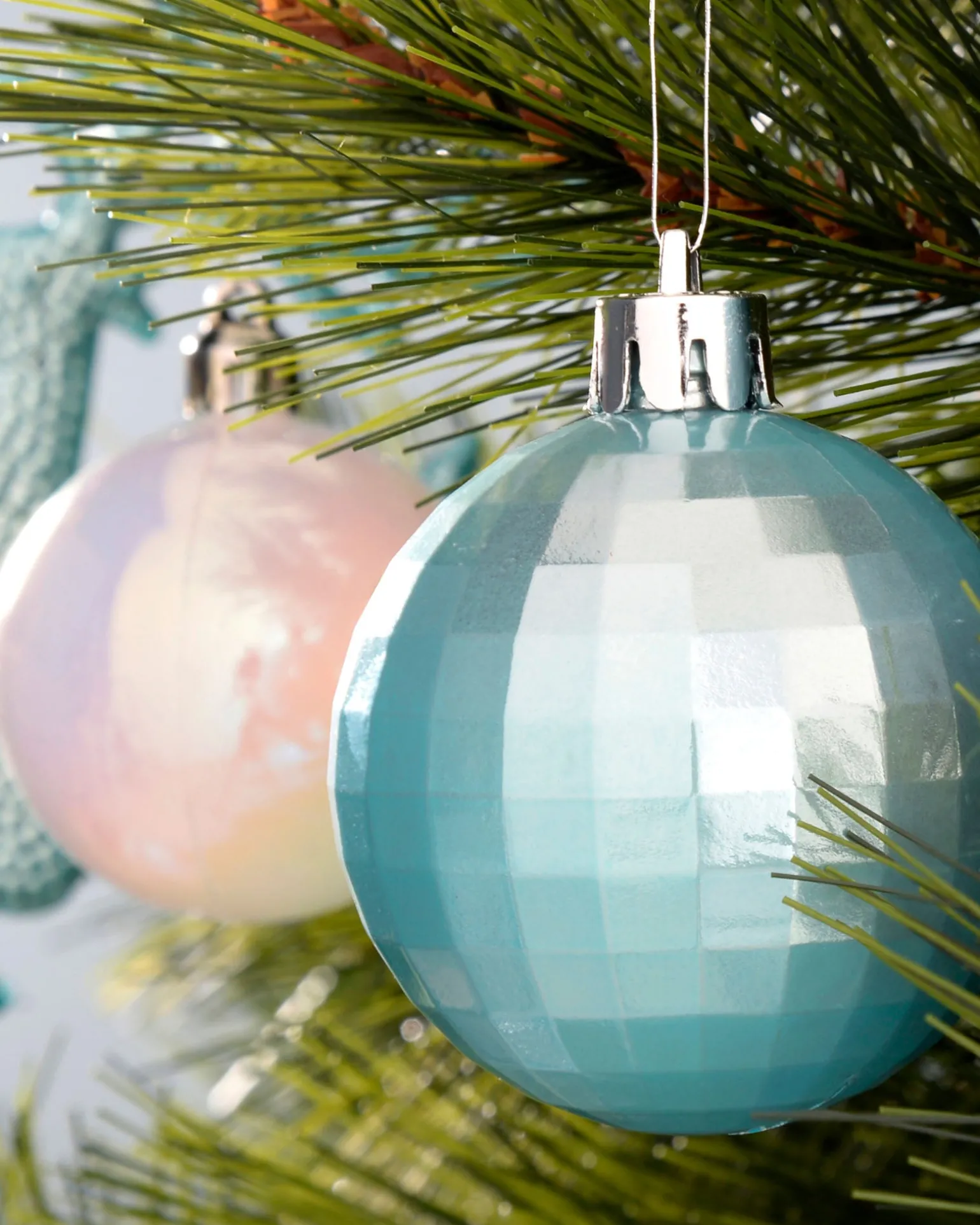 Multi Blue Shatterproof Baubles Set, 50 Pack