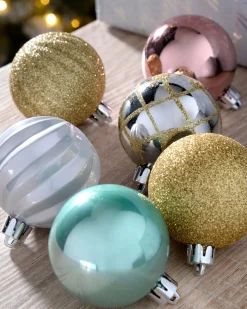 Multi Gold Shatterproof Baubles, 48 Pack, 6 Cm