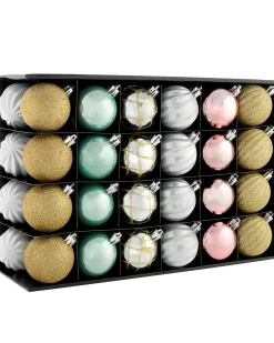Multi Gold Shatterproof Baubles, 48 Pack, 6 Cm