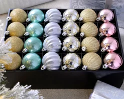 Multi Gold Shatterproof Baubles, 48 Pack, 6 Cm