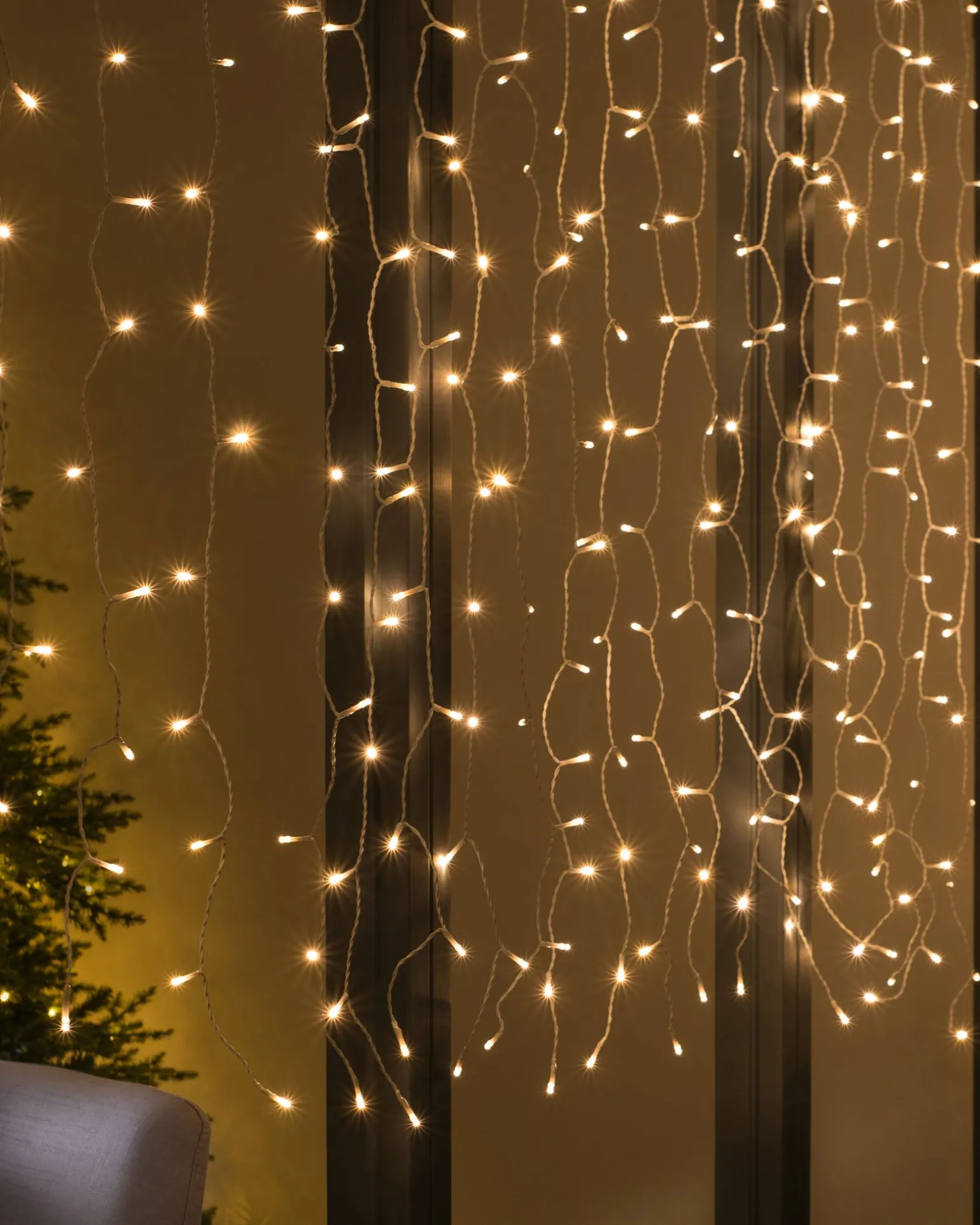 Multi-Function 300 LED Connectable Curtain Light String, Warm White