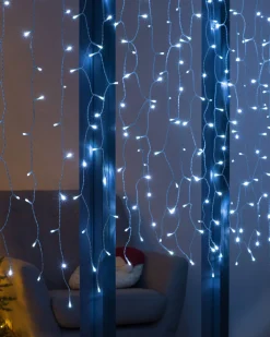 Multi-Function 300 LED Connectable Curtain Light String, Bright White