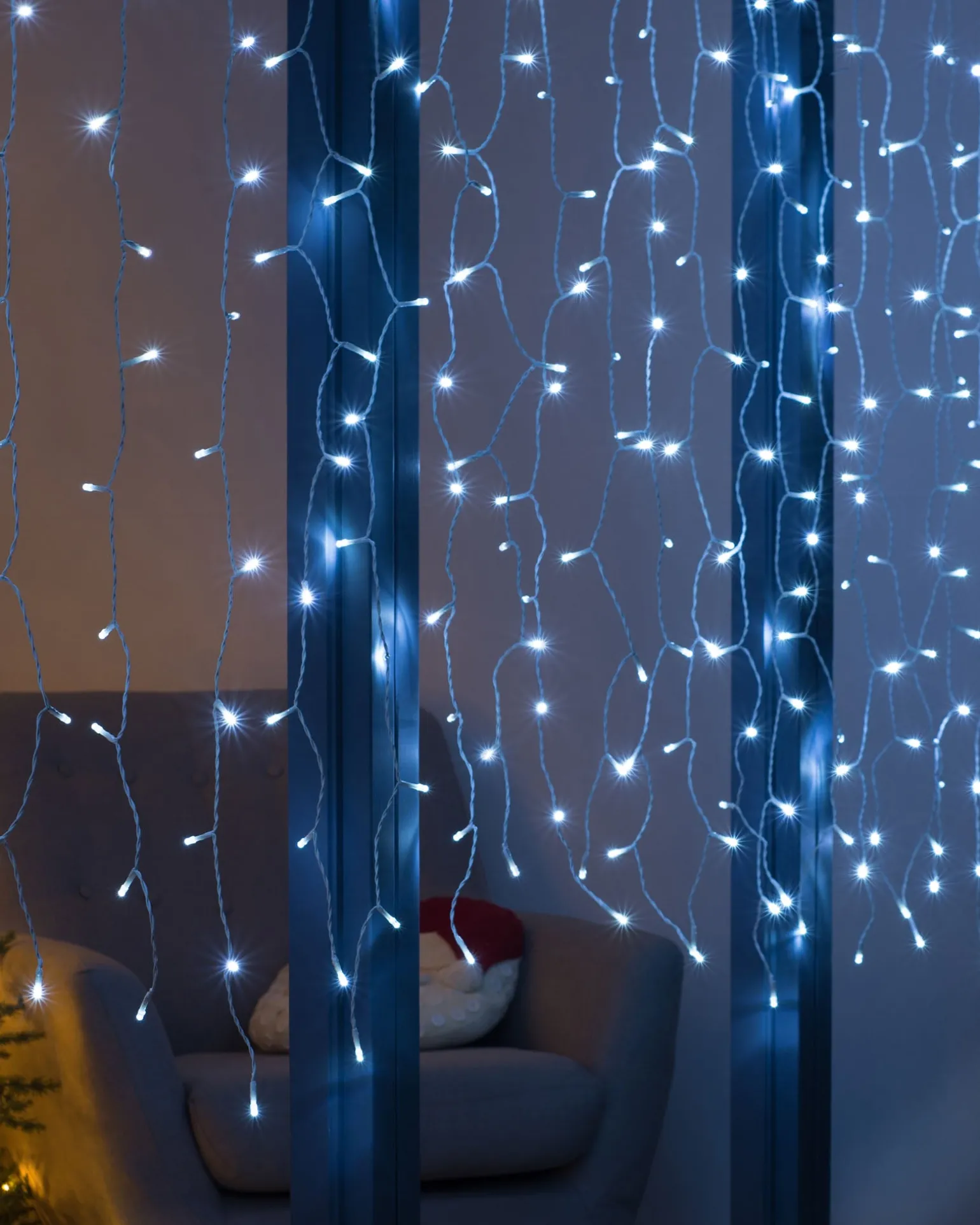 Multi-Function 300 LED Connectable Curtain Light String, Bright White