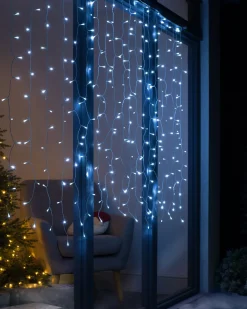 Multi-Function 300 LED Connectable Curtain Light String, Bright White