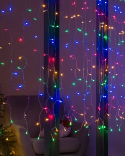 Multi-Function 300 LED Connectable Curtain Light String, Multi-Coloured