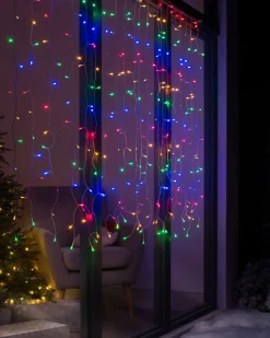 Multi-Function 300 LED Connectable Curtain Light String, Multi-Coloured