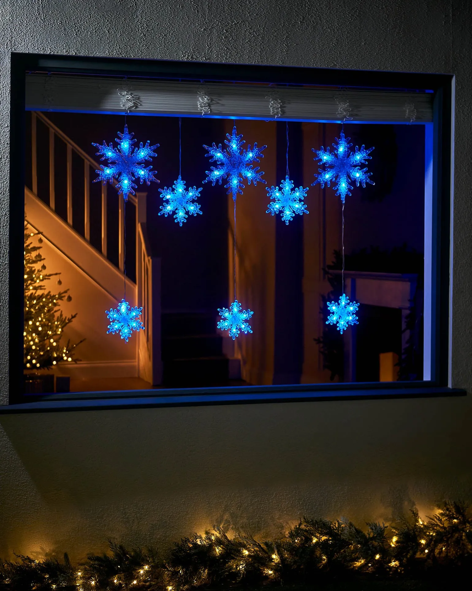 Multi-Function Snowflake Curtain Light, Blue, 1.6 M