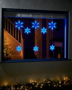 Multi-Function Snowflake Curtain Light, Blue, 1.6 M
