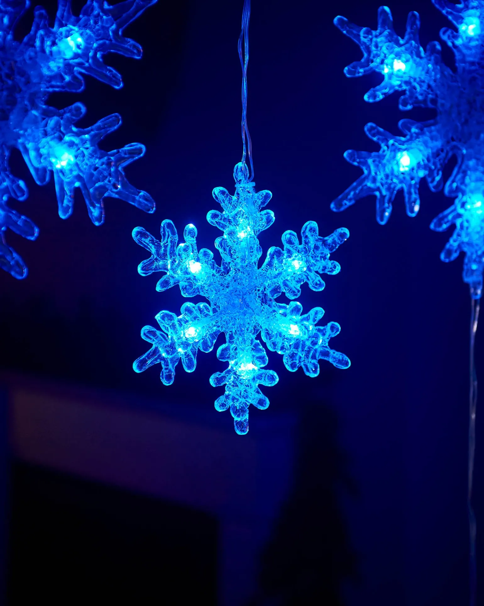 Multi-Function Snowflake Curtain Light, Blue, 1.6 M