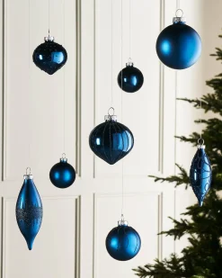 Navy Blue Glass Baubles, 20 Pack