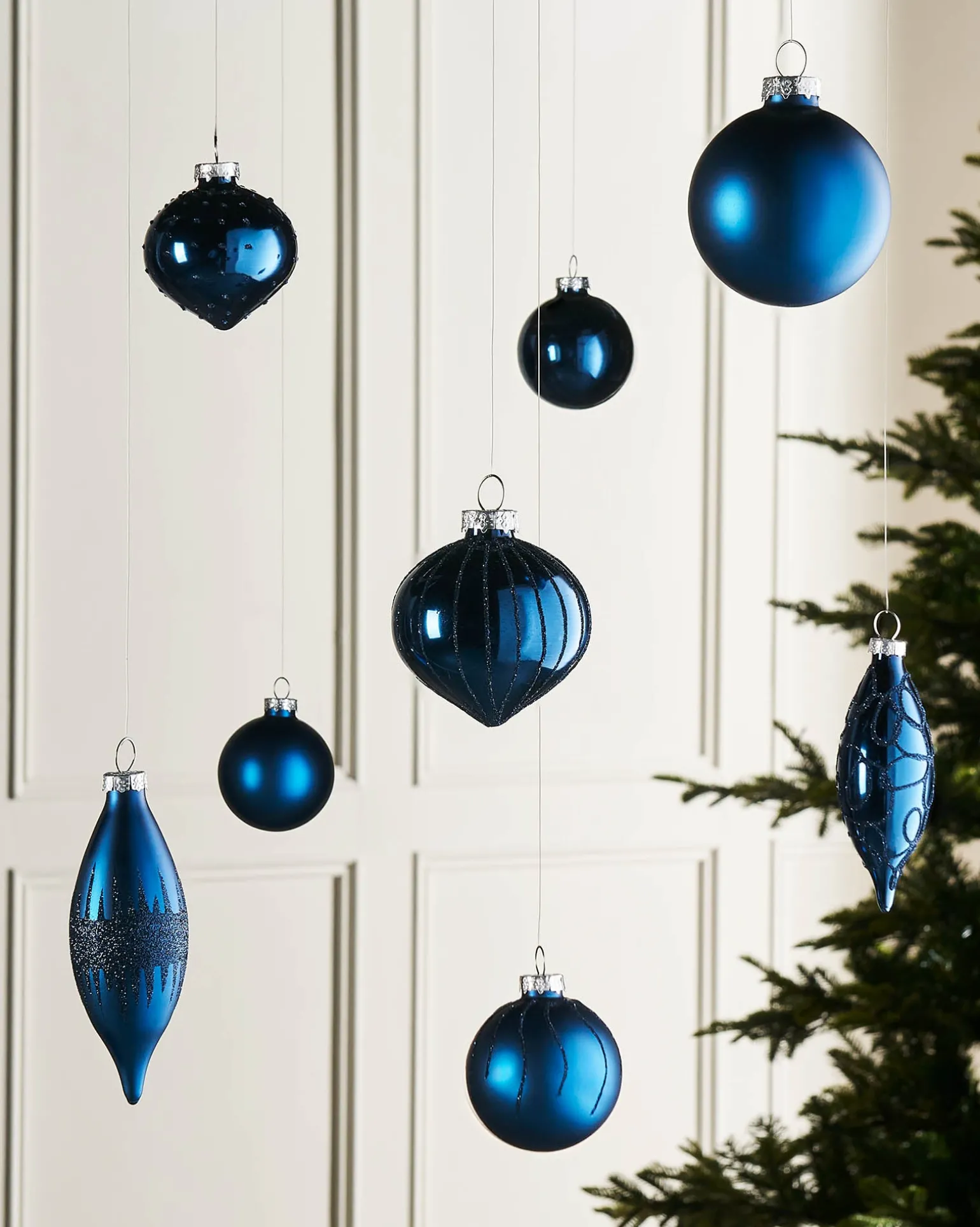 Navy Blue Glass Baubles, 20 Pack