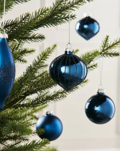 Navy Blue Glass Baubles, 20 Pack