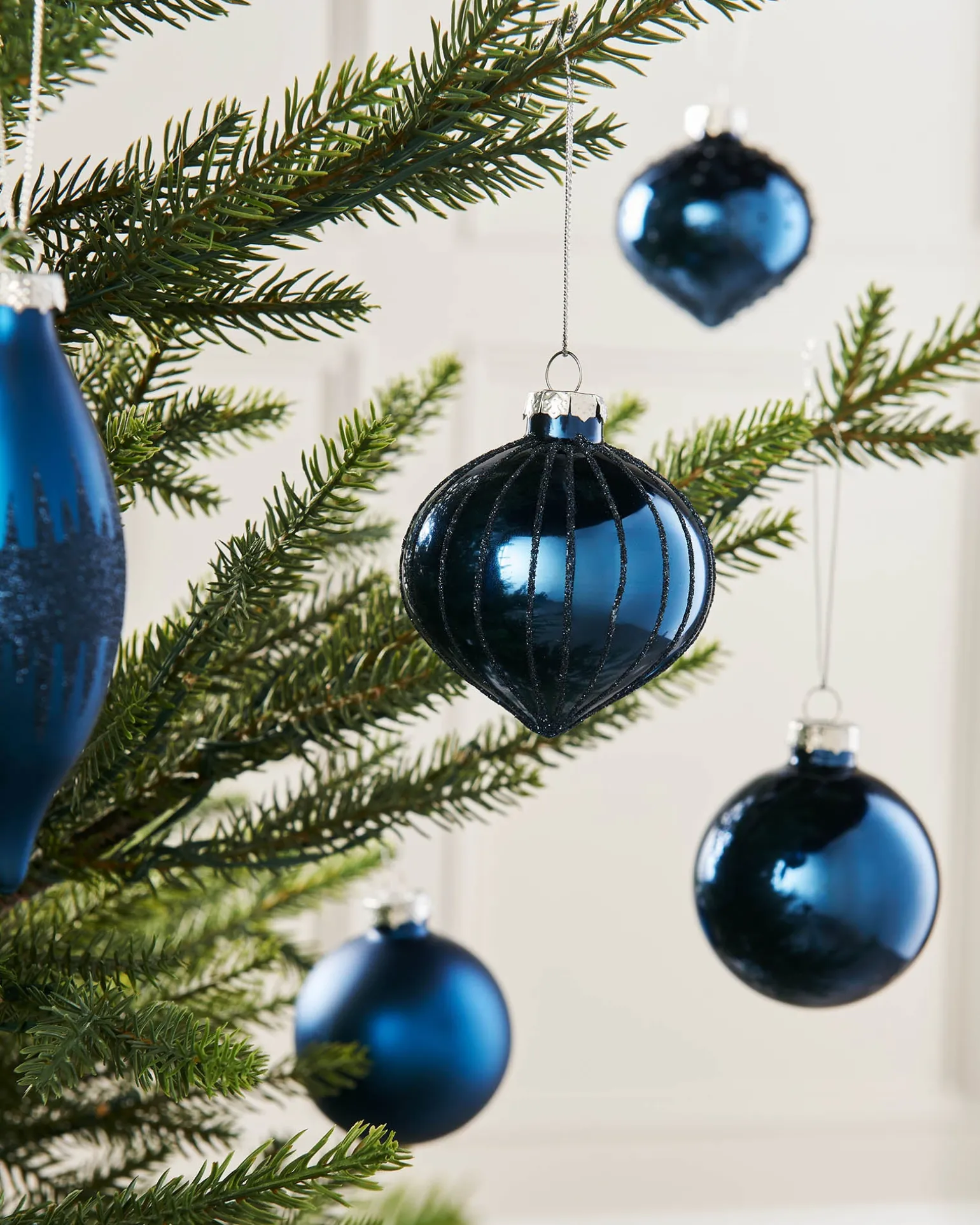 Navy Blue Glass Baubles, 20 Pack