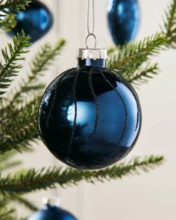 Navy Blue Glass Baubles, 20 Pack