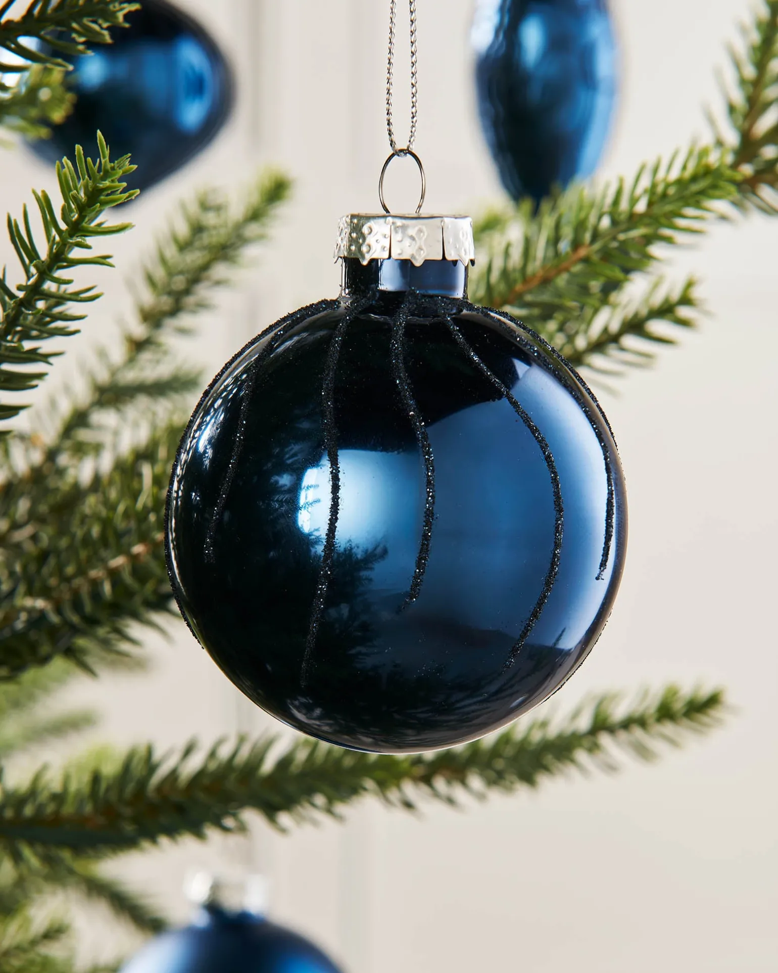 Navy Blue Glass Baubles, 20 Pack