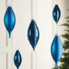 Navy Blue Glass Baubles, 5 Pack, 15 Cm