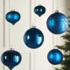 Navy Blue Glass Baubles, 6 Pack, 10 Cm