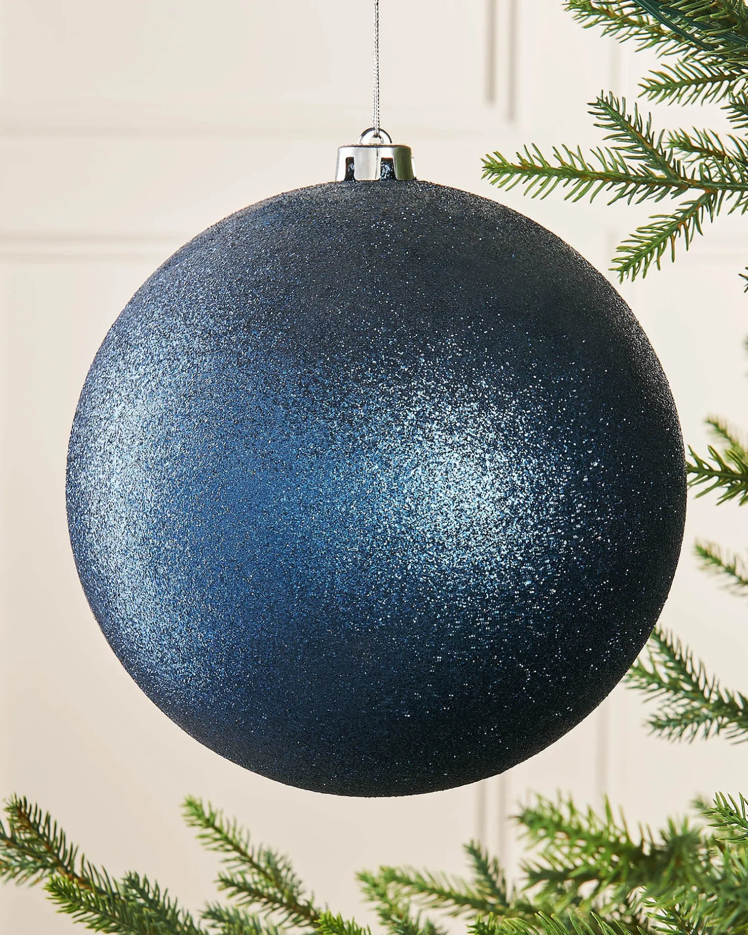 Navy Blue Large Glitter Shatterproof Bauble, 20 Cm