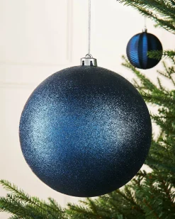 Navy Blue Large Glitter Shatterproof Bauble, 20 Cm