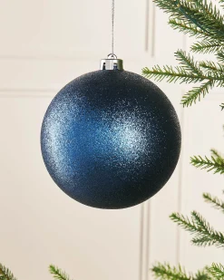 Navy Blue Large Glitter Shatterproof Bauble, 15 Cm