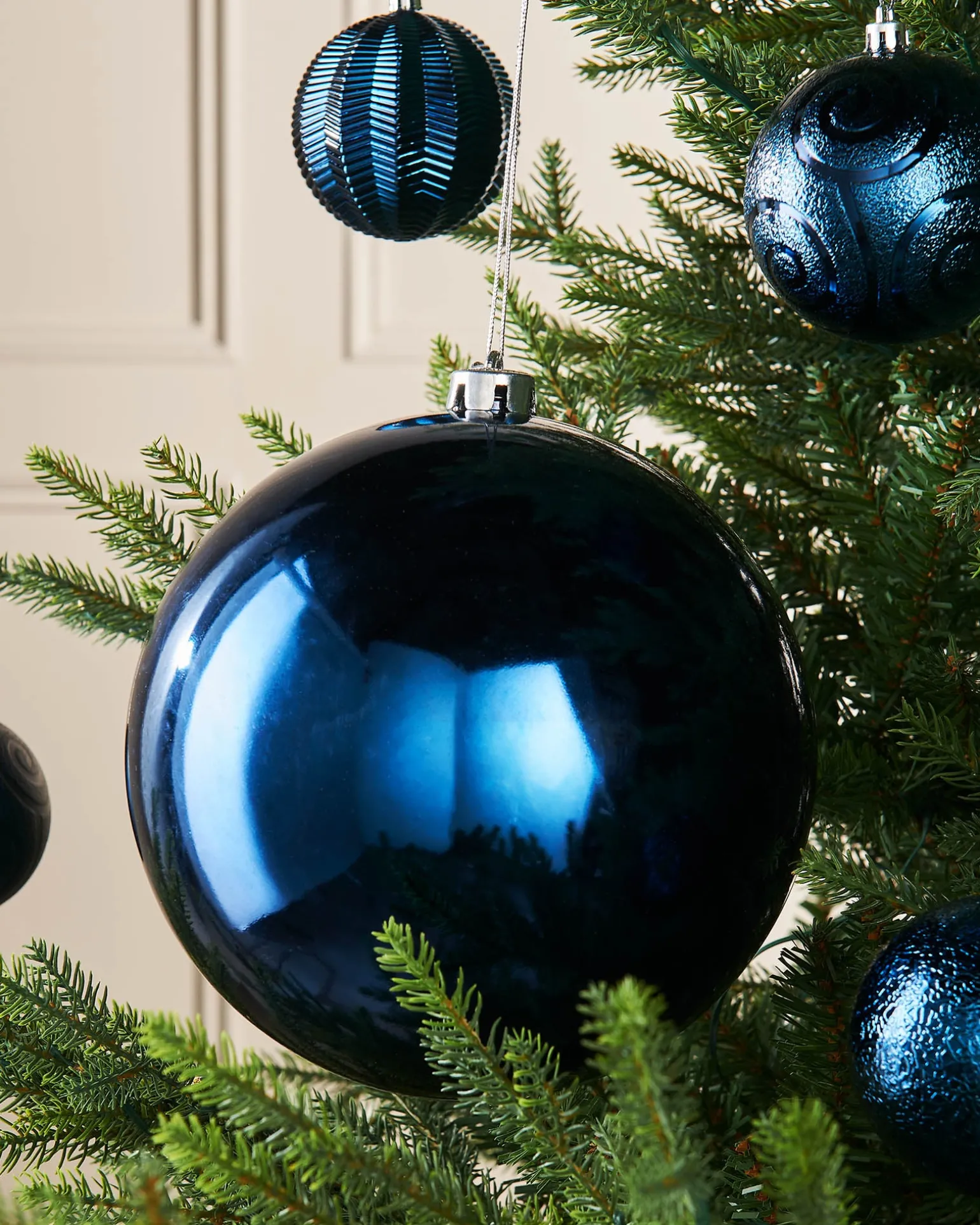 Navy Blue Large Gloss Shatterproof Bauble, 20 Cm