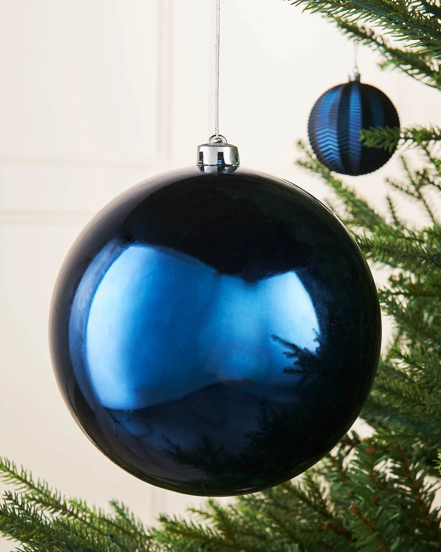 Navy Blue Large Gloss Shatterproof Bauble, 20 Cm