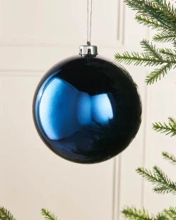 Navy Blue Large Gloss Shatterproof Bauble, 15 Cm