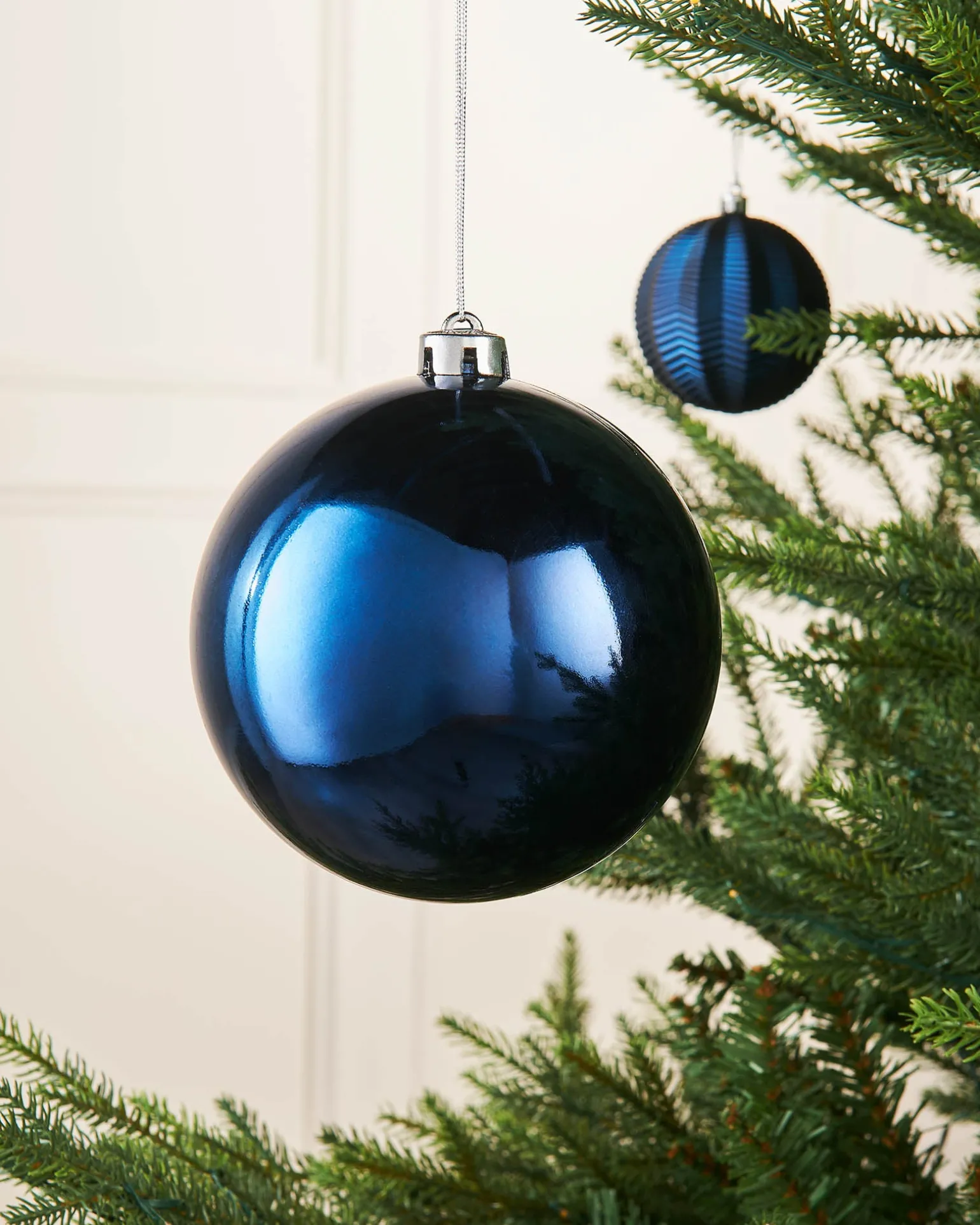 Navy Blue Large Gloss Shatterproof Bauble, 15 Cm