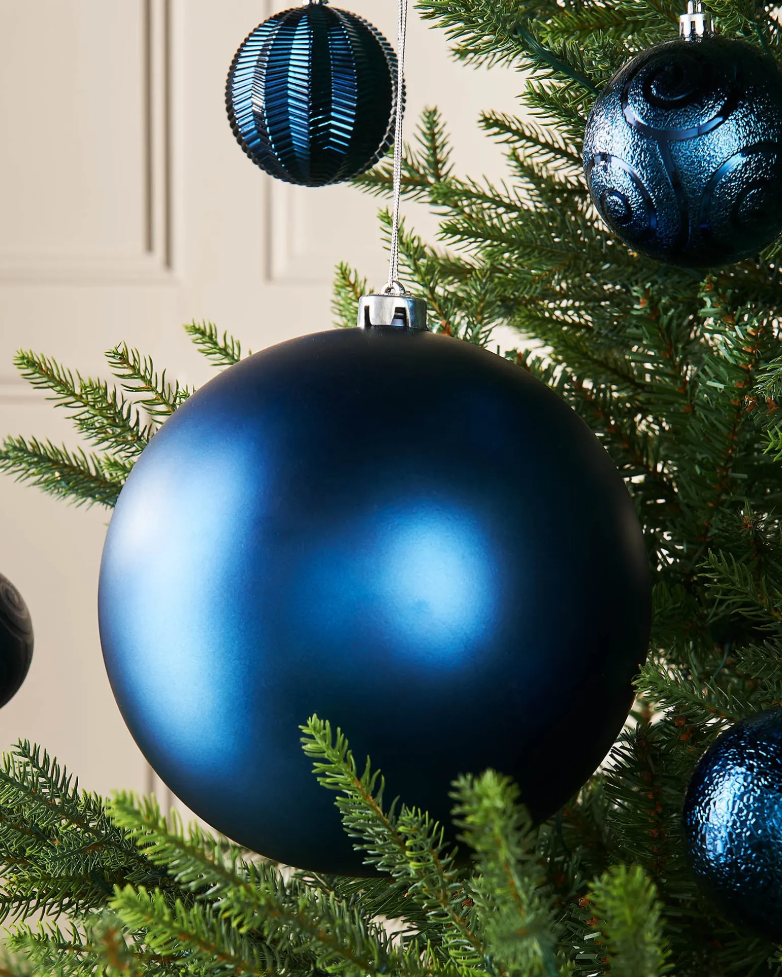 Navy Blue Large Matt Shatterproof Bauble, 20 Cm