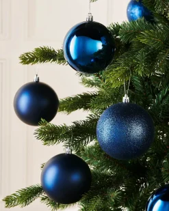 Navy Blue Shatterproof Baubles, 9 Pack, 10 Cm
