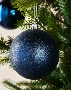 Navy Blue Shatterproof Baubles, 9 Pack, 10 Cm