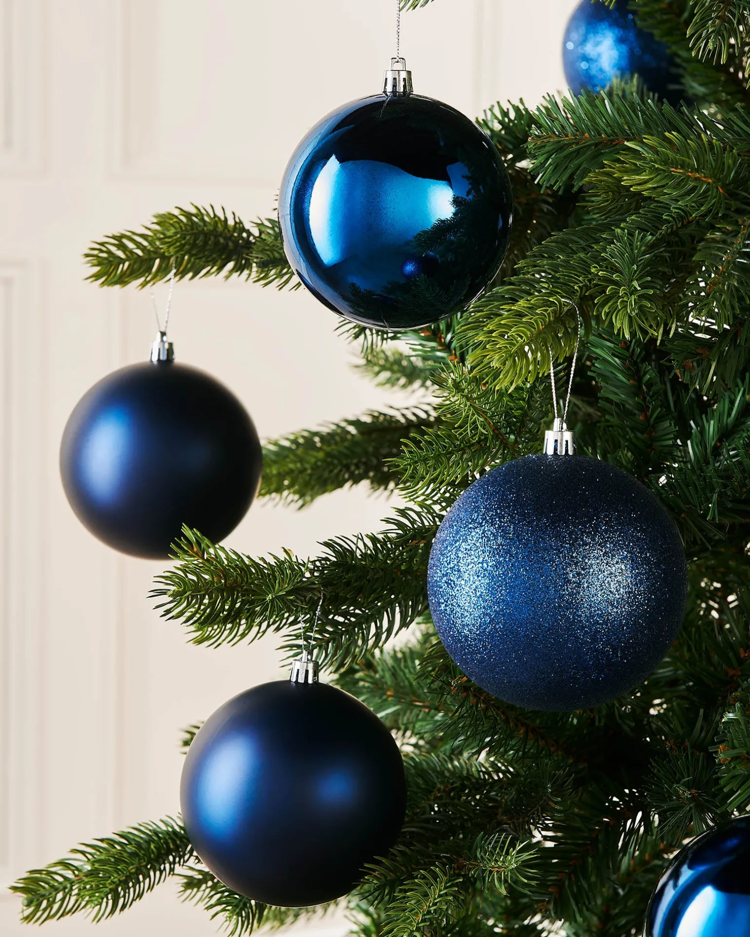 Navy Blue Shatterproof Baubles, 9 Pack, 10 Cm