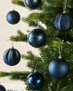 Navy Blue Shatterproof Baubles, 16 Pack, 8 Cm