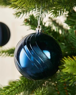 Navy Blue Shatterproof Baubles, 16 Pack, 8 Cm