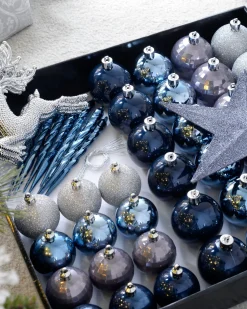 Navy Shatterproof Baubles Set, 50 Pack