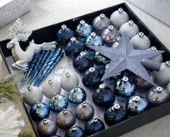 Navy Shatterproof Baubles Set, 50 Pack