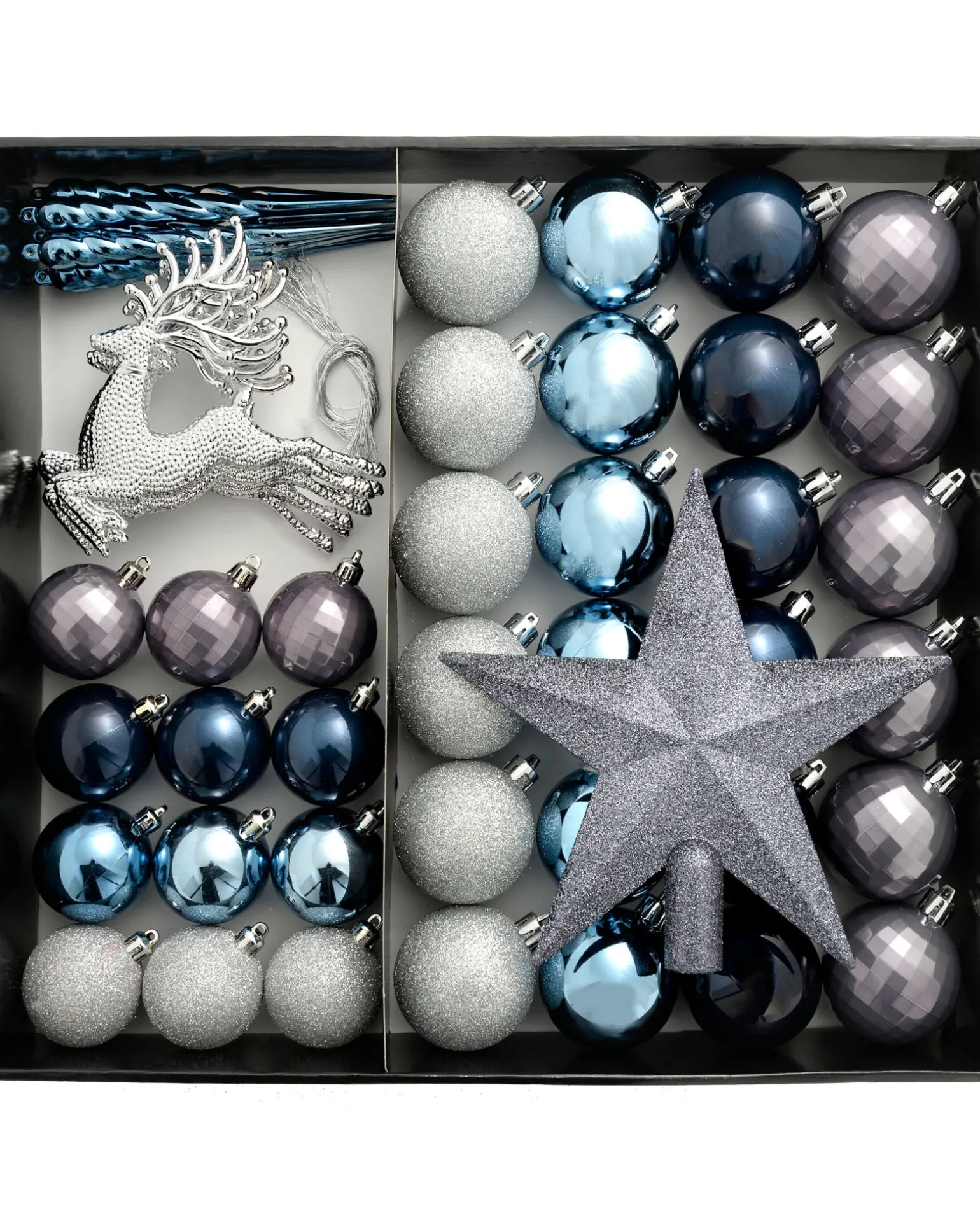 Navy Shatterproof Baubles Set, 50 Pack