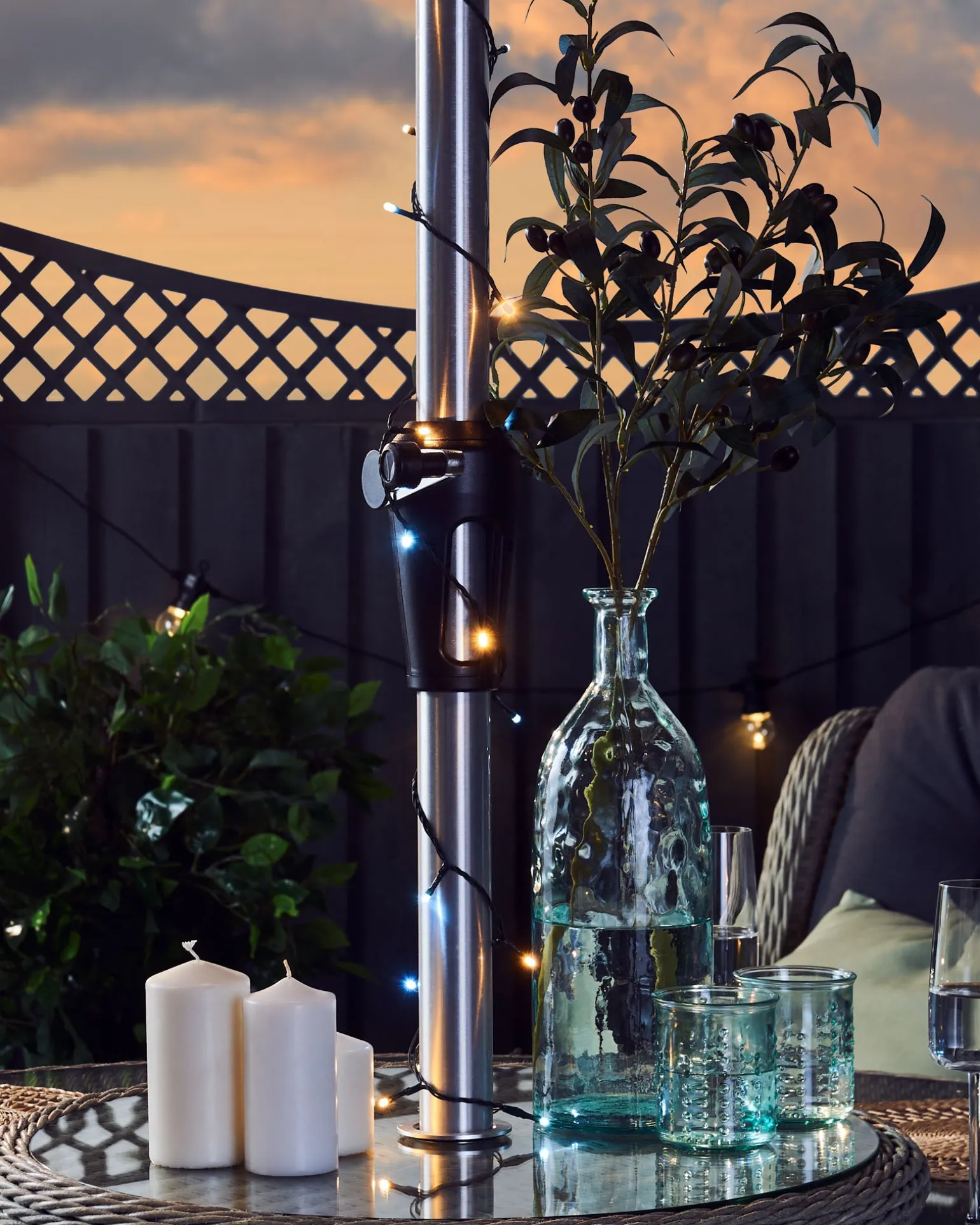 Outdoor Multi-Function 120 LED Light String, Warm White & Ice White