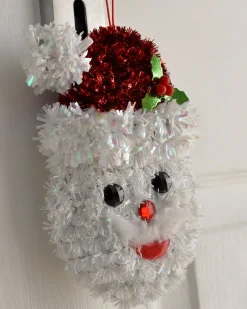 Pack Of 3 Hanging Tinsel Snowman Decorations, 16 Cm