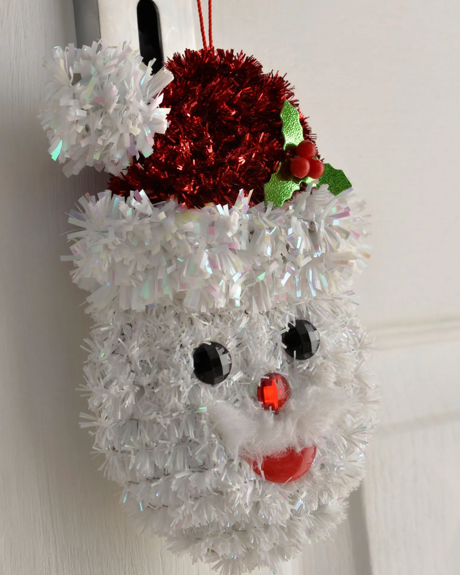 Pack Of 3 Hanging Tinsel Snowman Decorations, 16 Cm