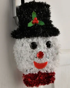 Pack Of 3 Hanging Tinsel Snowman Decorations, 16 Cm