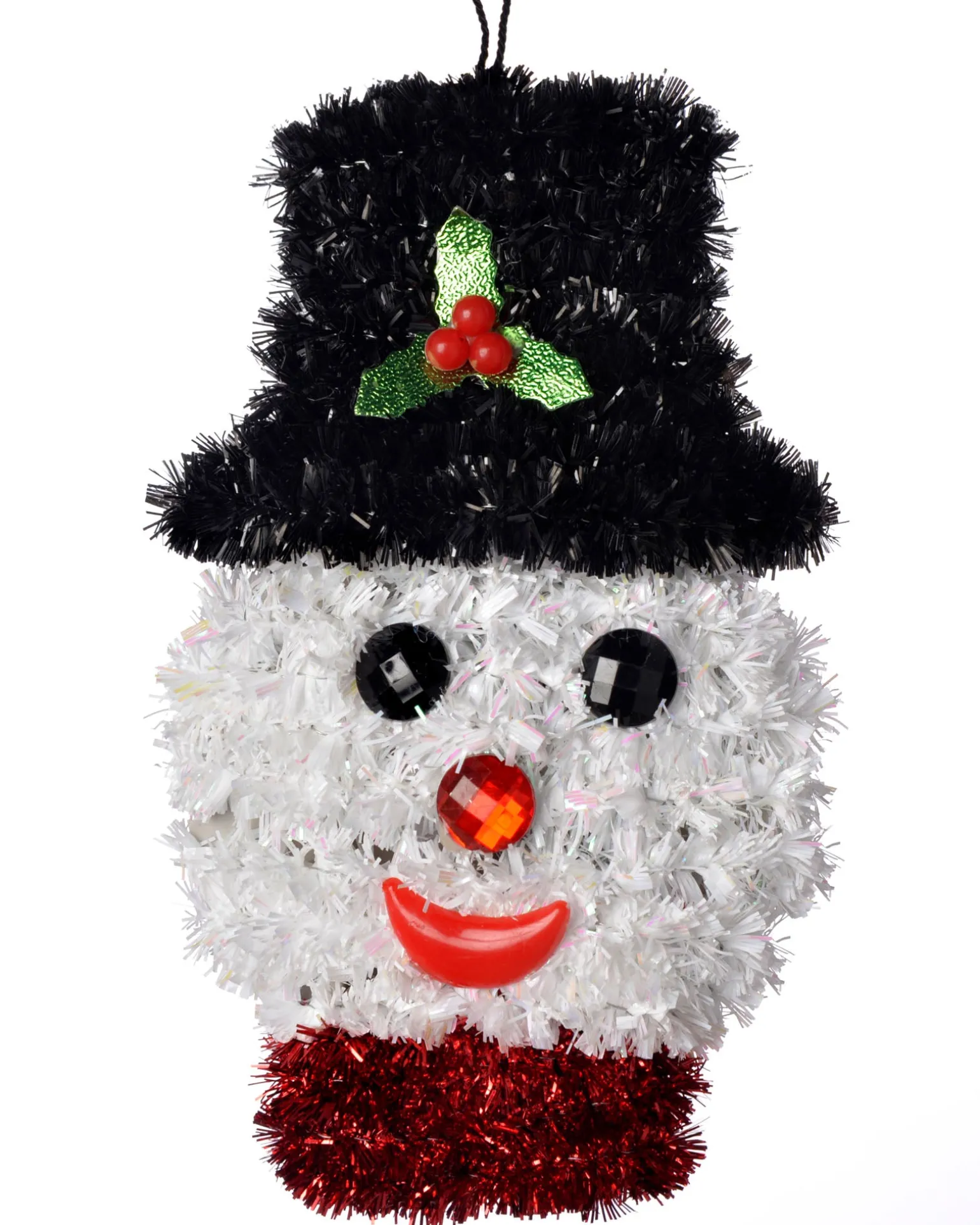 Pack Of 3 Hanging Tinsel Snowman Decorations, 16 Cm