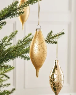 Pale Gold Glass Baubles, 5 Pack, 15 Cm