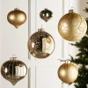 Pale Gold Glass Baubles, 6 Pack, 10 Cm