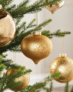 Pale Gold Glass Baubles, 6 Pack, 10 Cm