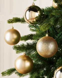 Pale Gold Shatterproof Baubles, 9 Pack, 10 Cm