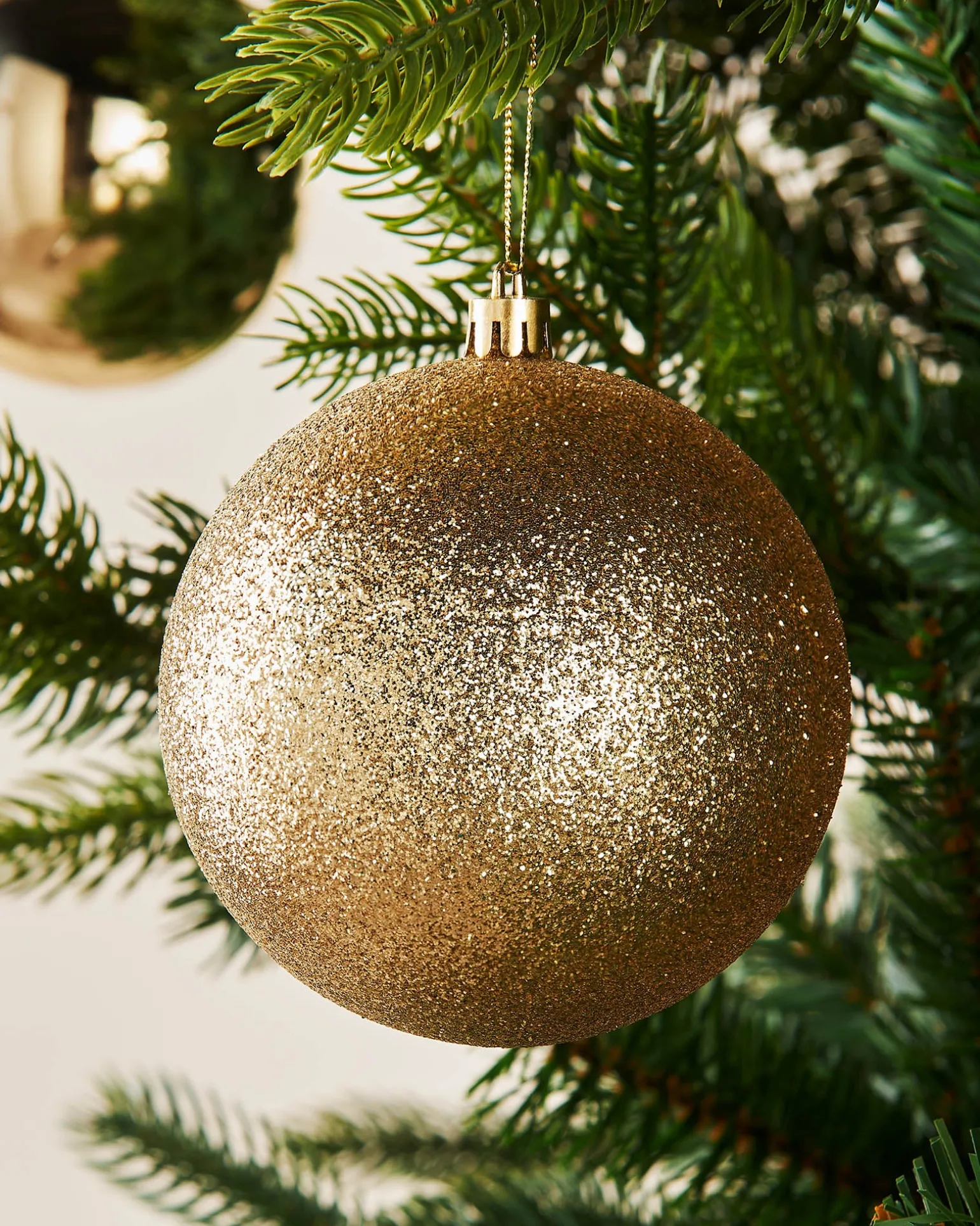 Pale Gold Shatterproof Baubles, 9 Pack, 10 Cm