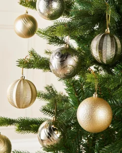 Pale Gold Shatterproof Baubles, 16 Pack, 8 Cm