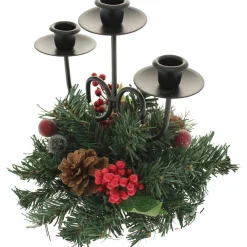 Pinecone And Berry Single Pillar Candle Holder, Triple Tape