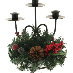 Pinecone And Berry Single Pillar Candle Holder, Triple Tape